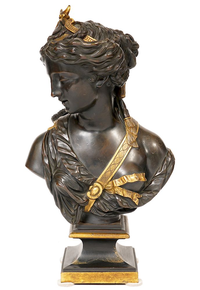 Appraisal: After Jean Goujon Bronze 'Bust of Diane' Gilt and patinated