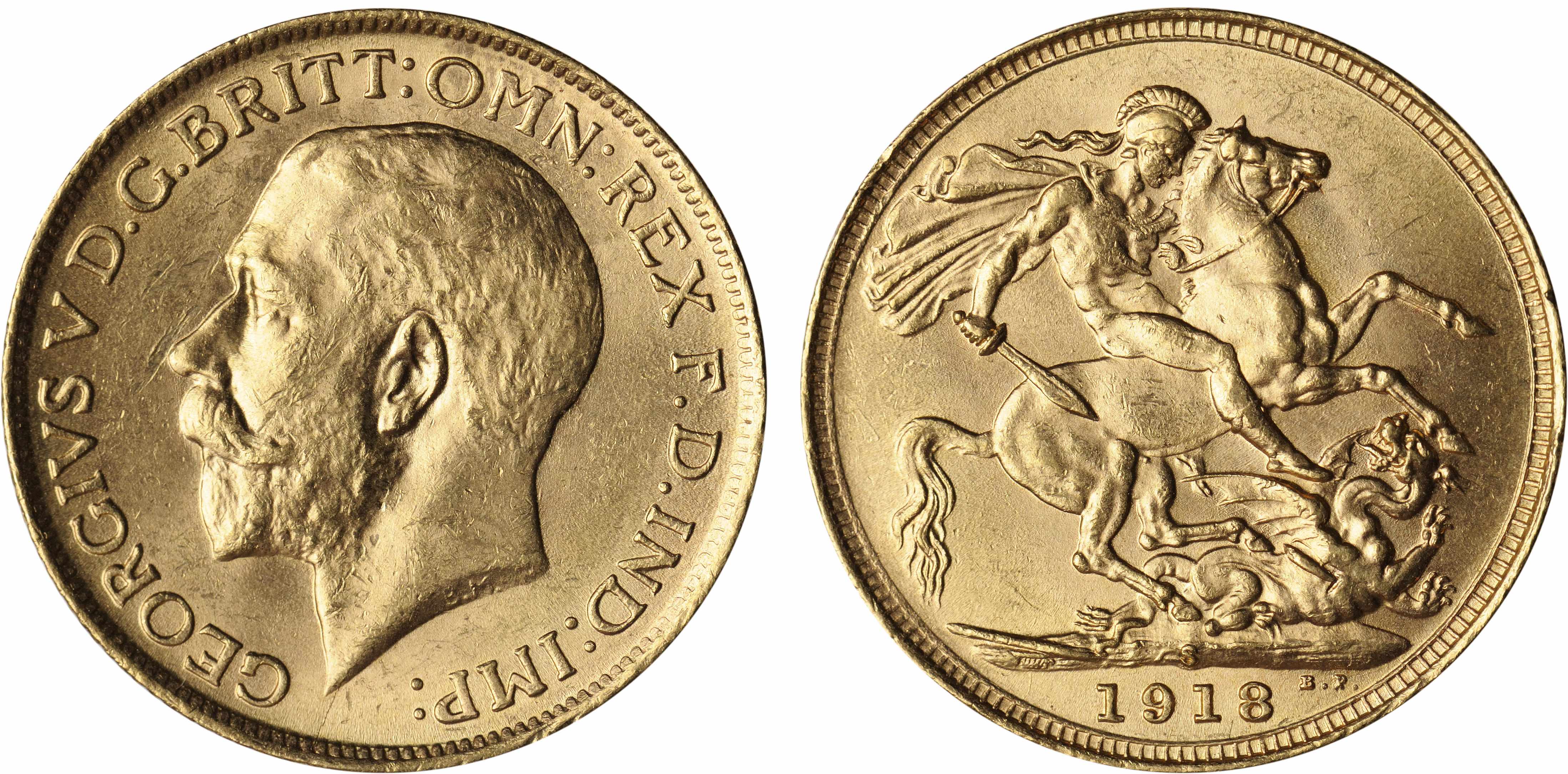 Appraisal: Australia George V Sovereign -S KM- Sharply defined with bright