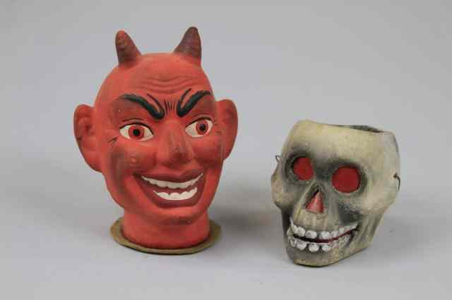 Appraisal: RED EYED SKULL AND COMPOSITION DEVIL Includes red eye chalk