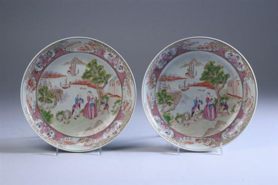 Appraisal: CHINESE FAMILLE ROSE PORCELAIN EUROPEAN SUBJECT PLATES th century -