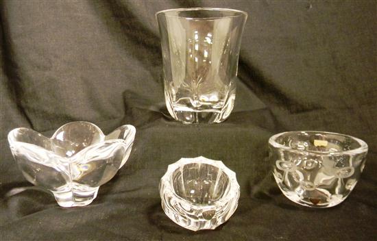 Appraisal: Four pieces of Orrefors colorless glass one '' vase and