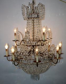 Appraisal: light crystal basket chandelier drop dia