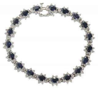 Appraisal: kt Sapphire and Diamond Bracelet with oval faceted sapphires approx