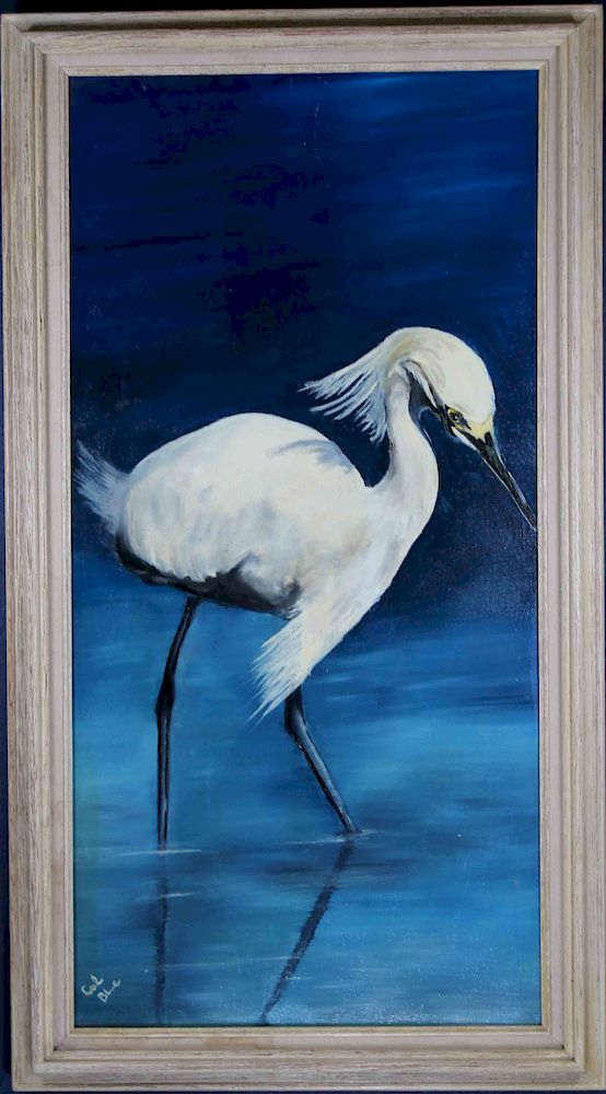 Appraisal: Florida School Signed th C Painting of Egret Florida School