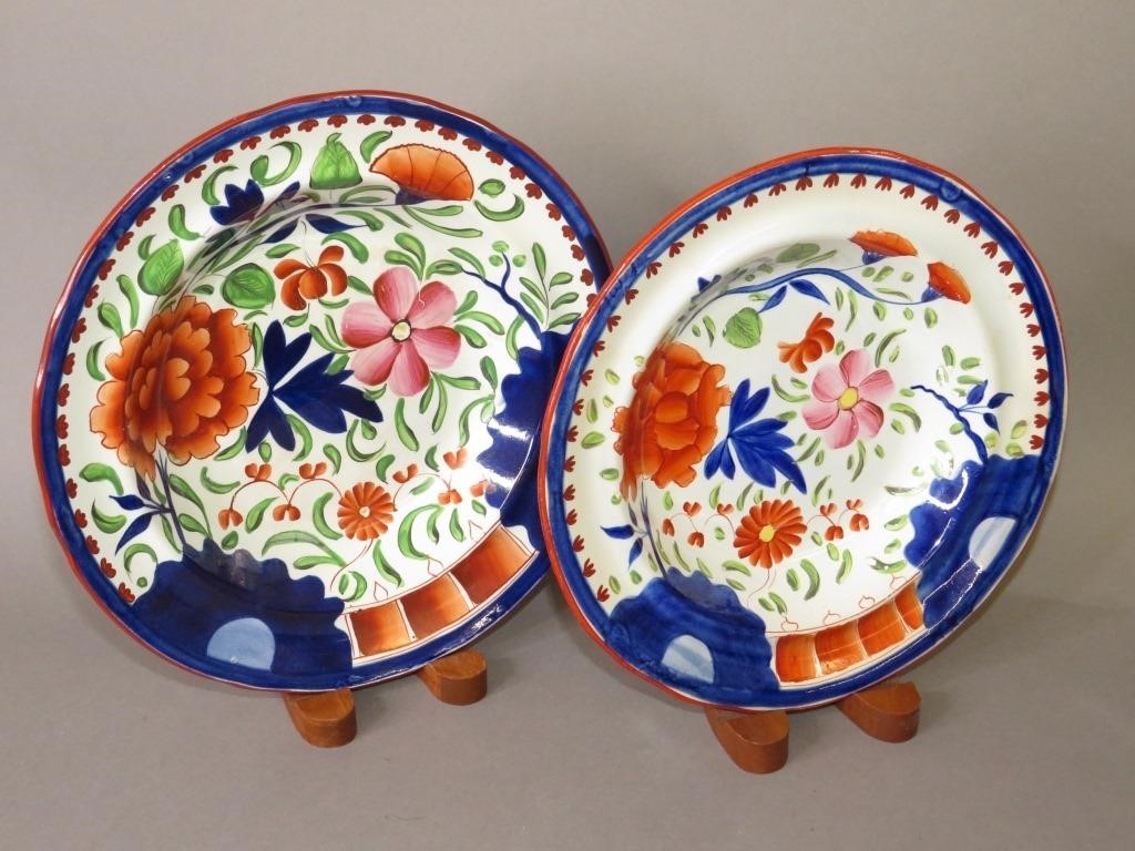 Appraisal: PEARLWARE DEEP DISHES GAUDY DUTCH DOUBLE ROSE Pca two pearlware