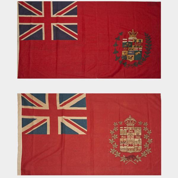 Appraisal: Two Linen Canadian Flags circa the first with five the