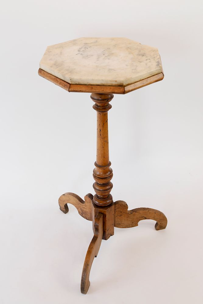 Appraisal: th Century Petite Octagonal Marble Top Candlestand Exclusive on Bidsquare