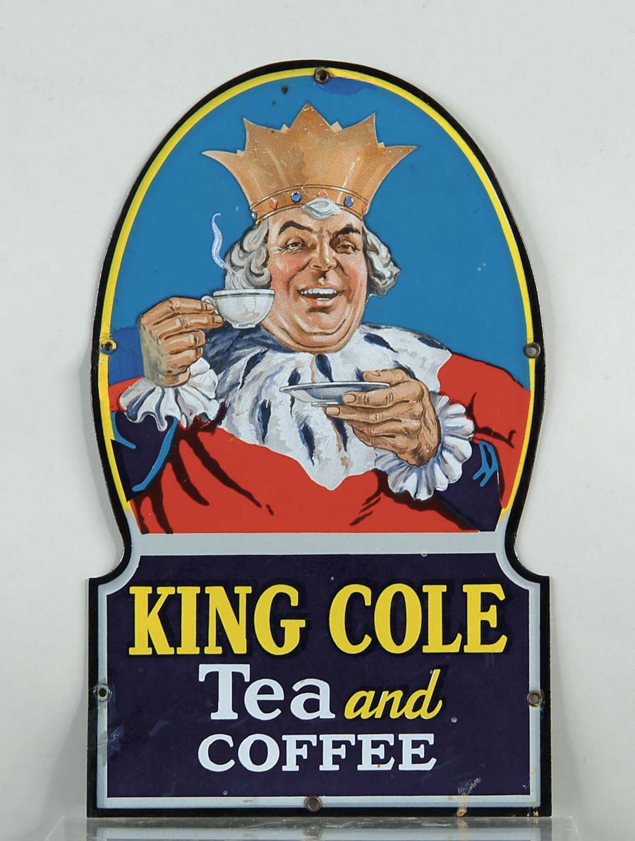 Appraisal: KING COLE PORCELAIN SIGN Die-cut porcelain sign for KING COLD