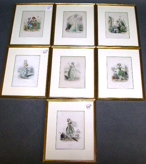 Appraisal: Group of seven Grandville prints provenance Philadelphia Print Shop x