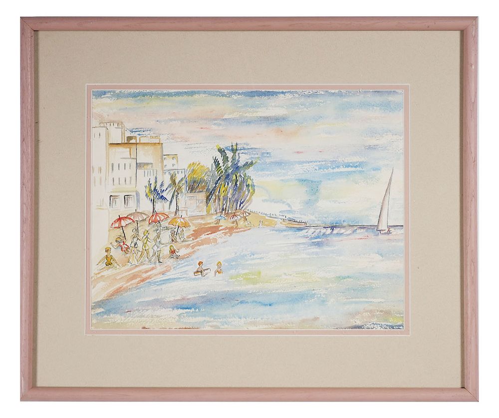 Appraisal: MIAMI BEACH WATERCOLOR Circa Rosson Watercolor on paper painting of