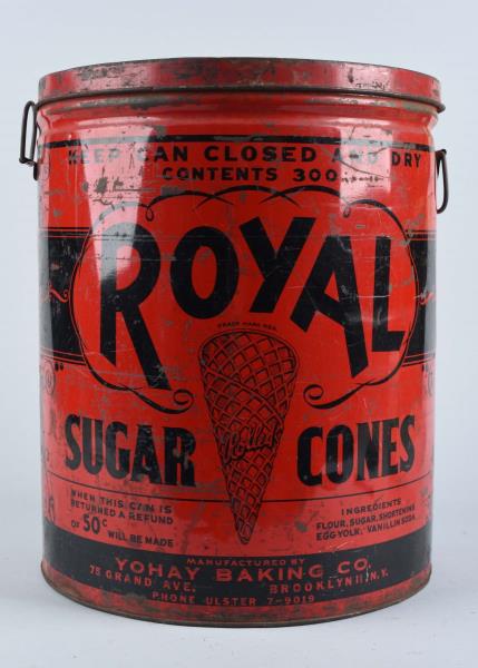 Appraisal: Large Royal Sugar Cone Tin This large tin advertise Royal