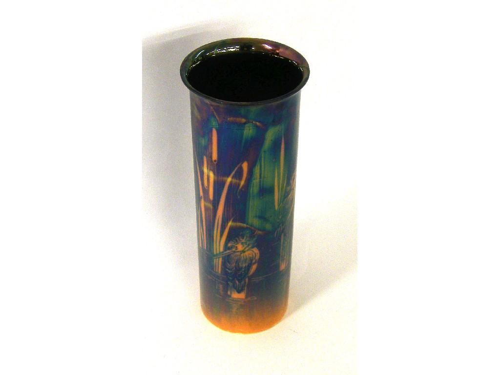 Appraisal: Shelley cylindrical lustre vase by Eric Slater decorated with kingfishers