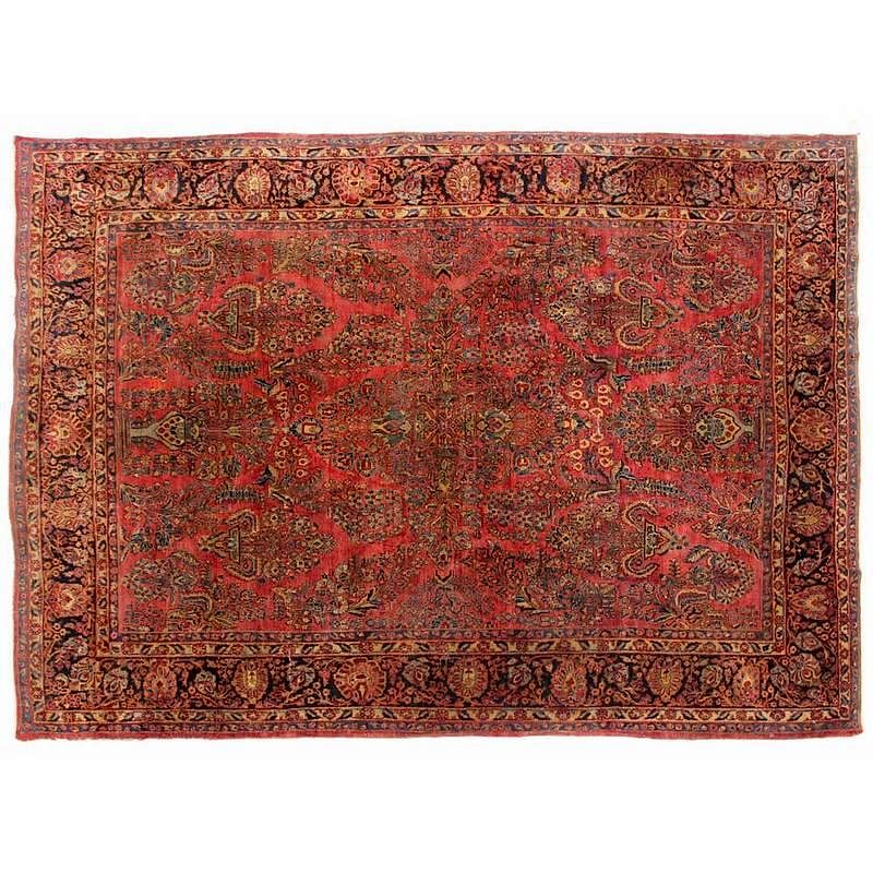 Appraisal: Persian Sarouk Carpet circa the wine field with central floral