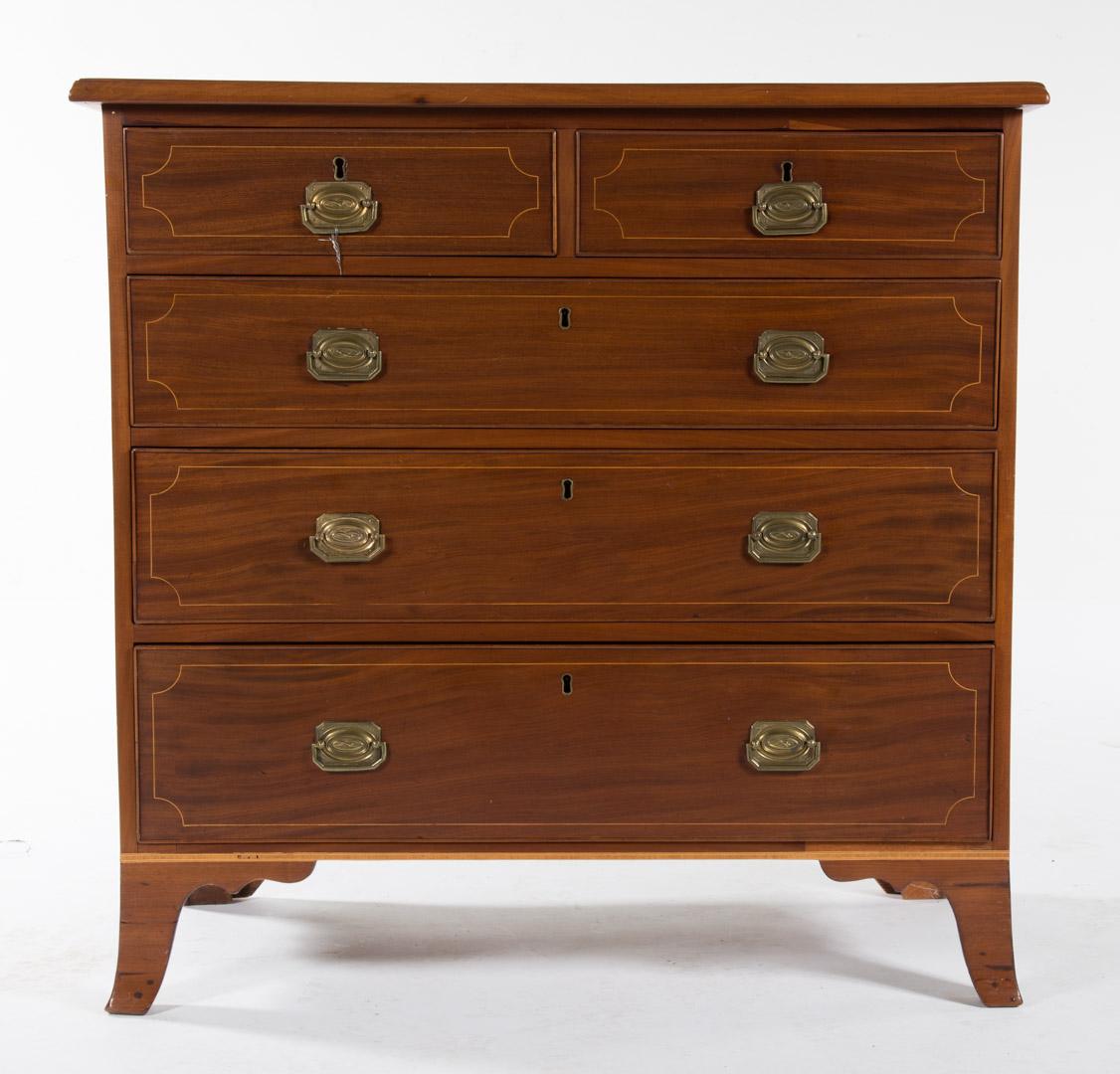 Appraisal: Federal inlaid mahogany chest of drawers circa Philadelphia Baltimore flat