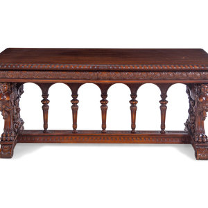 Appraisal: A Renaissance Revival Carved Walnut Refectory Table th Century Height