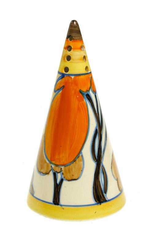 Appraisal: CLARICE CLIFF AN A J WILKINSON AUTUMN ORANGE CONICAL SUGAR