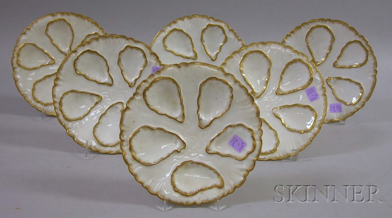 Appraisal: Set of Six Haviland Limoges Porcelain Oyster Plates