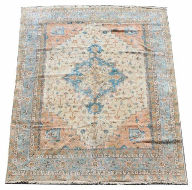 Appraisal: Hand-tied Oushak rug India approx ' l ' w Provenance