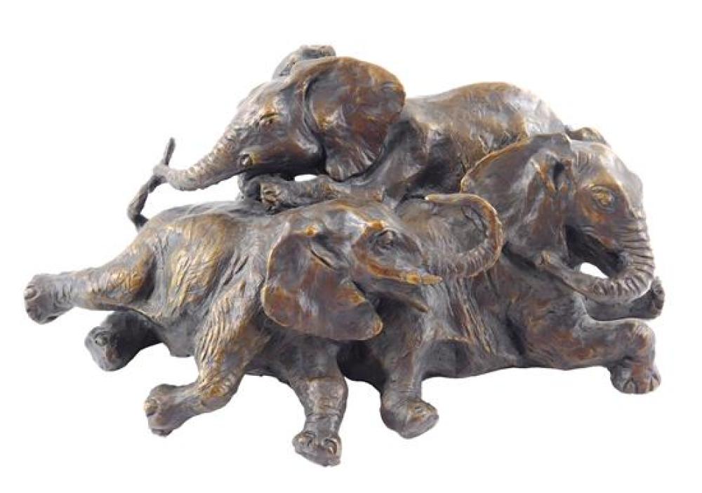 Appraisal: William Turner American b Whole Pile of Elephants bronze sculpture