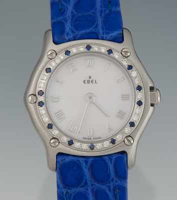 Appraisal: A Ladies' Diamond and Sapphire Dial Wrist Watch by Ebel