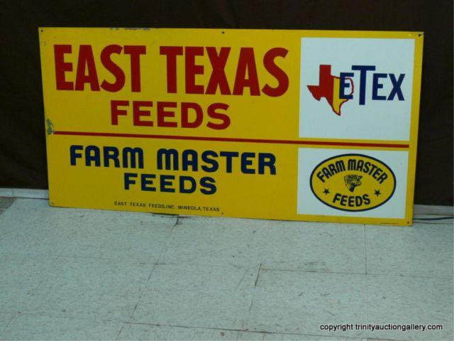 Appraisal: Vintage Large Metal Sign - East Texas Feeds - tall