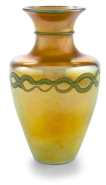 Appraisal: A Steuben decorated Aurene glass vase - shape with applied