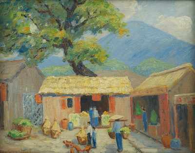 Appraisal: Frances Keffer American - Chinese Countryside Oil on canvas signed