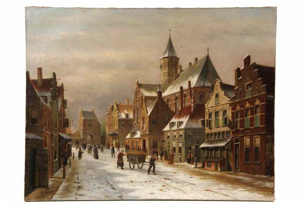 Appraisal: OOC - Netherlands Street in Winter by Adrianus Eversen Dutch