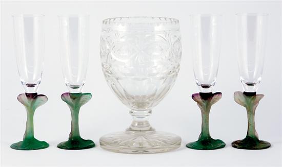 Appraisal: Daum stems and Irish crystal vase set of five Daum