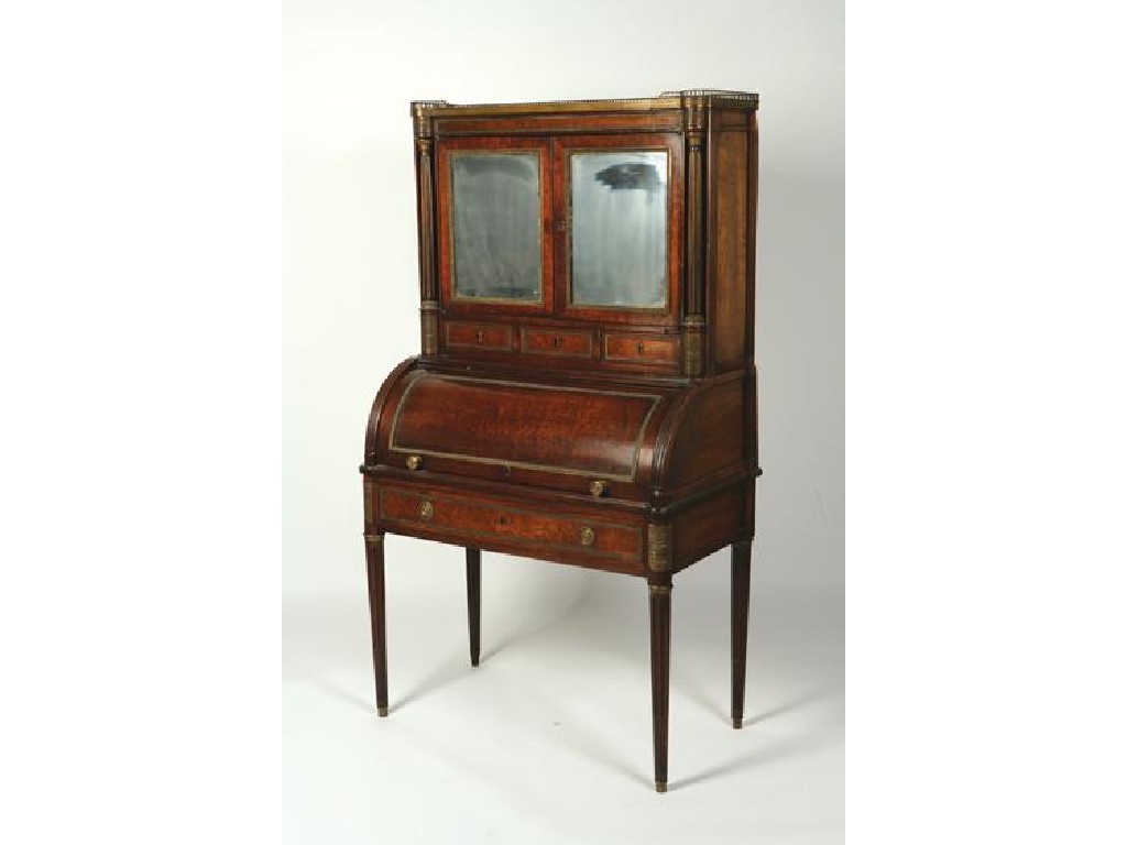 Appraisal: AN EARLY TH CENTURY FRENCH CYLINDER WRITING DESK the upper