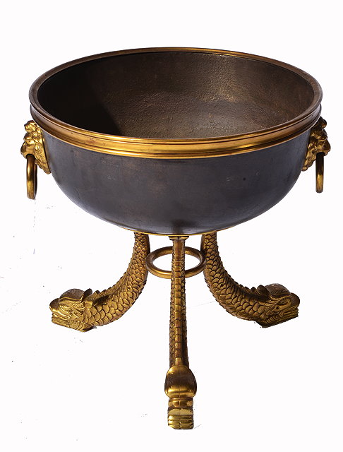 Appraisal: A JARDINIERE with gilt metal mounts to the bronze bowl