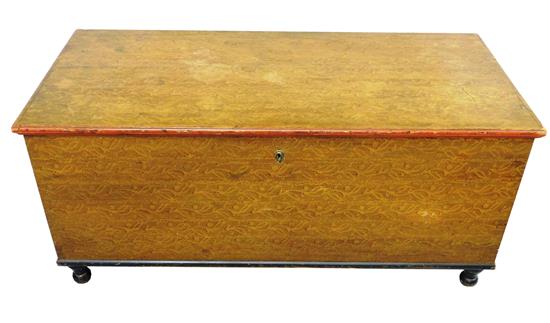 Appraisal: Blanket chest Pennsylvania early th C red pine mustard painted