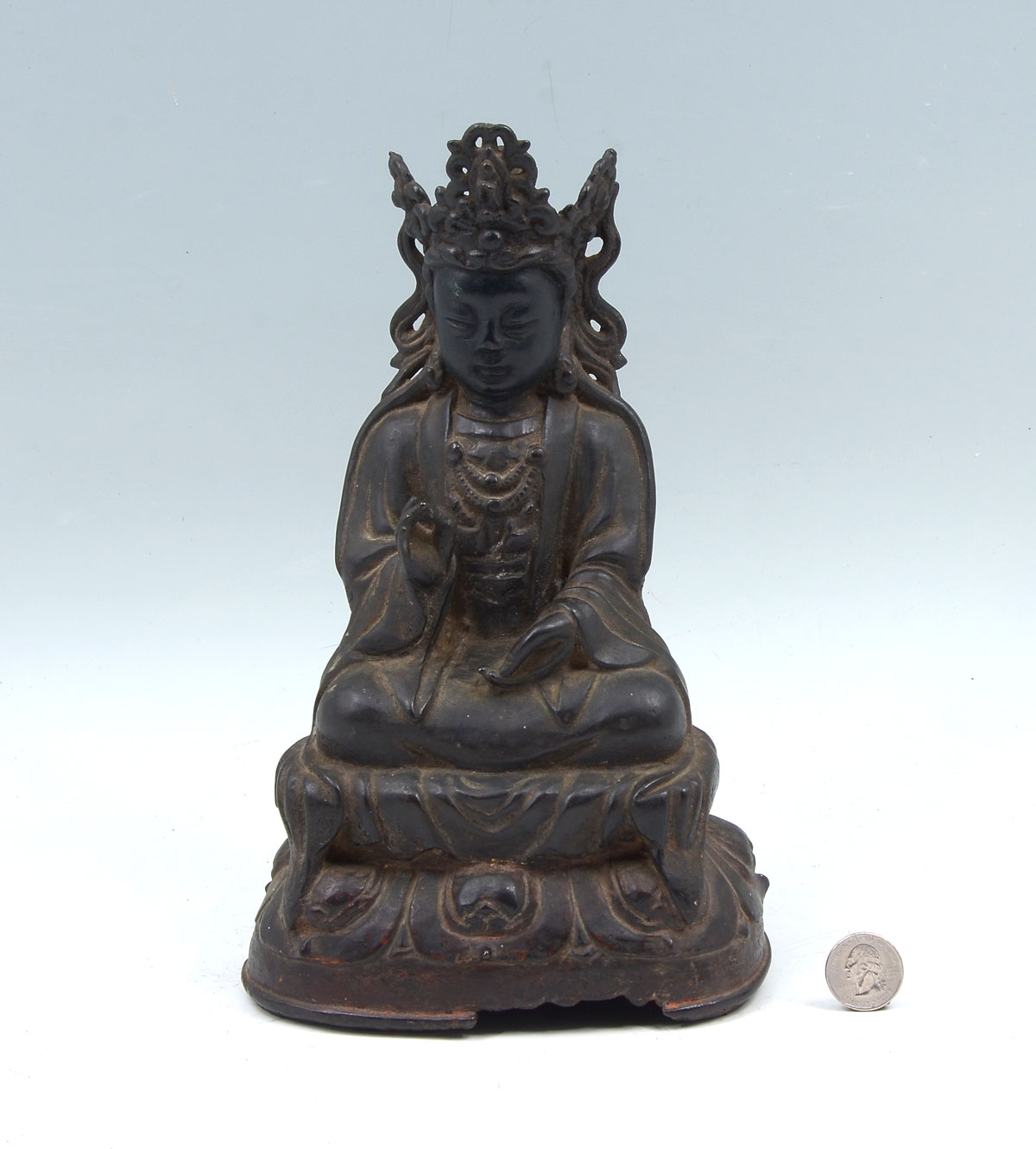 Appraisal: CHINESE CAST BUDDHA BRONZE Early Chinese cast bronze buddha in