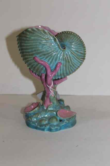 Appraisal: A ROYAL WORCESTER TURQUOISE NAUTILUS SHELL on stand high