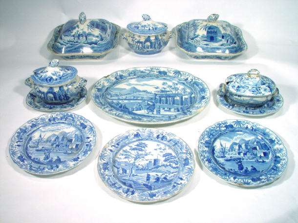 Appraisal: Collection of th Century Spode pottery dinnerware transfer printed with