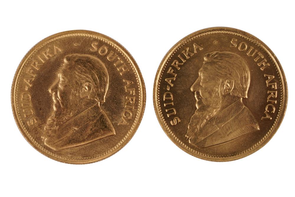 Appraisal: TWO SOUTH AFRICAN KRUGERRAND OUNCE GOLD COINS ounce each Condition