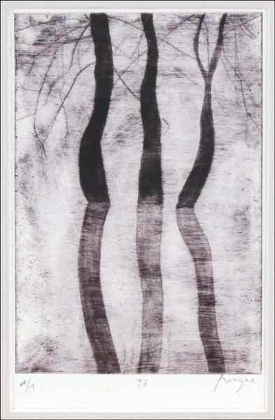 Appraisal: WILFRED PRAGER CONTEMPORARY THREE TREES Drypoint signed ''x '' Condition