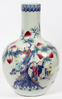 Appraisal: CHINESE BULBOUS PORCELAIN VASE WITH CHILDREN PLAYING ON POMEGRANATE TREE