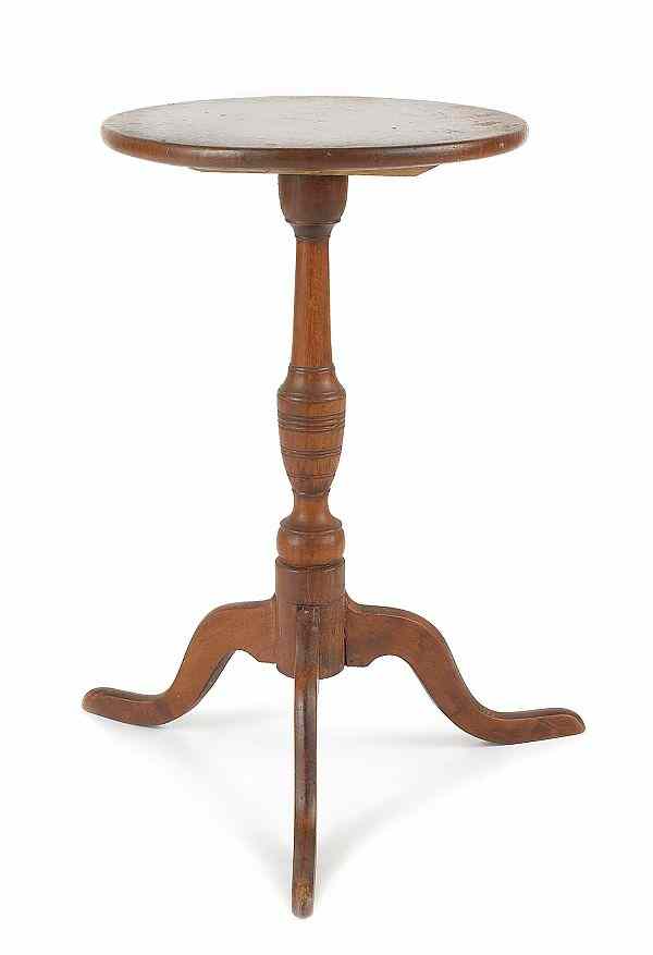 Appraisal: New England curly maple candlestand th c h w