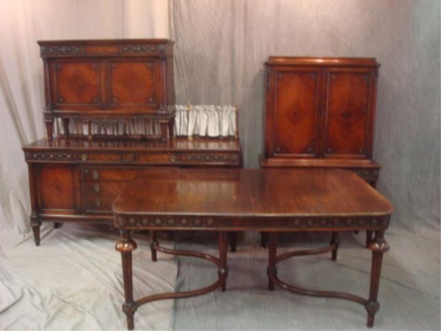 Appraisal: Satinwood dining set incl server buffet table - leaves china