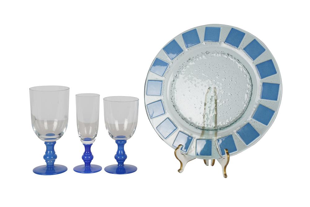 Appraisal: PIECES OF VILLEROY BOCH GLASSWAREcomprising Isabelle Blue stems large goblets