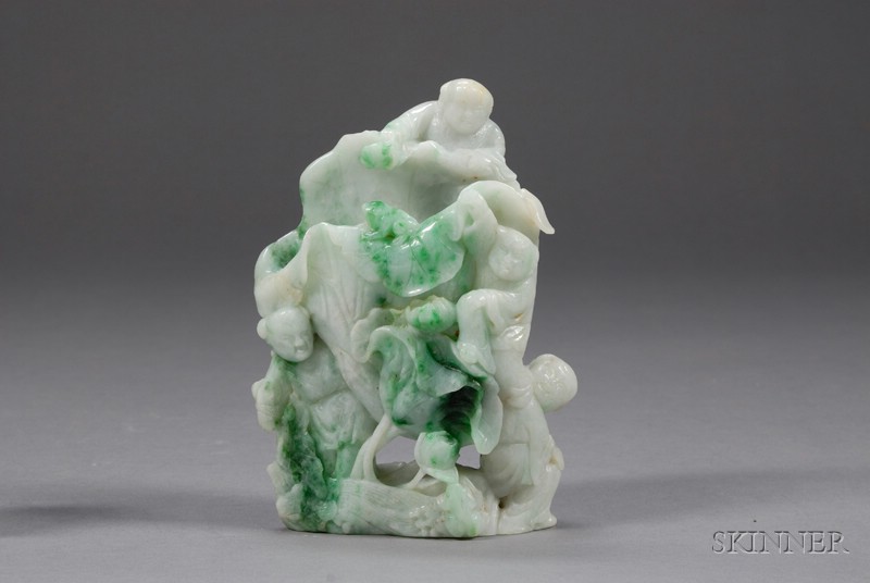 Appraisal: Jade Vase pale green stone with areas of brilliant green