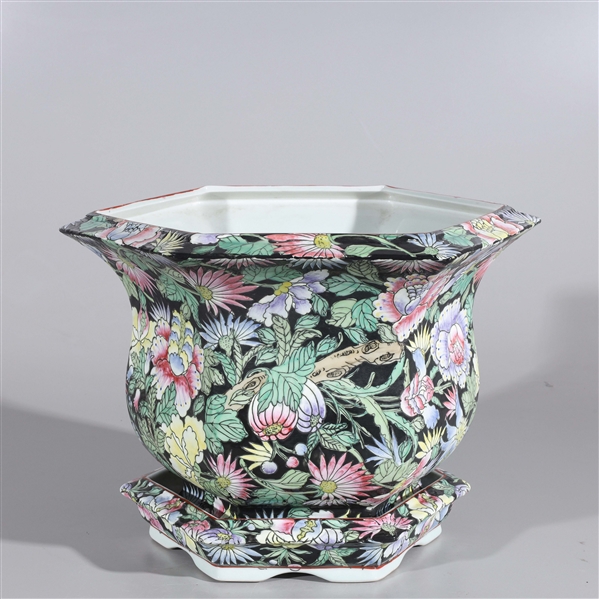 Appraisal: Chinese famille rose enameled porcelain planter with fitted tray with