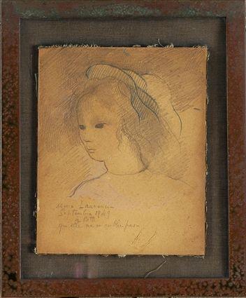 Appraisal: ATTRIBUTED TO MARIE LAURENCIN - UNTITLED PORTRAIT OF A GIRL