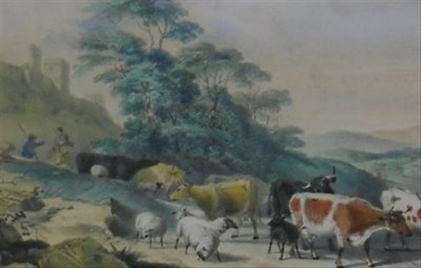 Appraisal: English school 'Stud paddocks at Stowell Park' Watercolour Titled verso