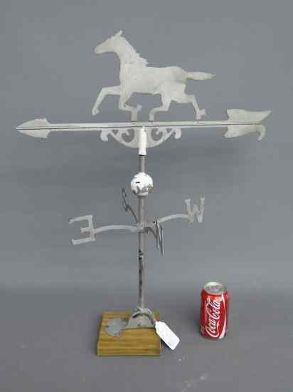 Appraisal: Sheet metal horse weathervane with directionals '' Overall Ht