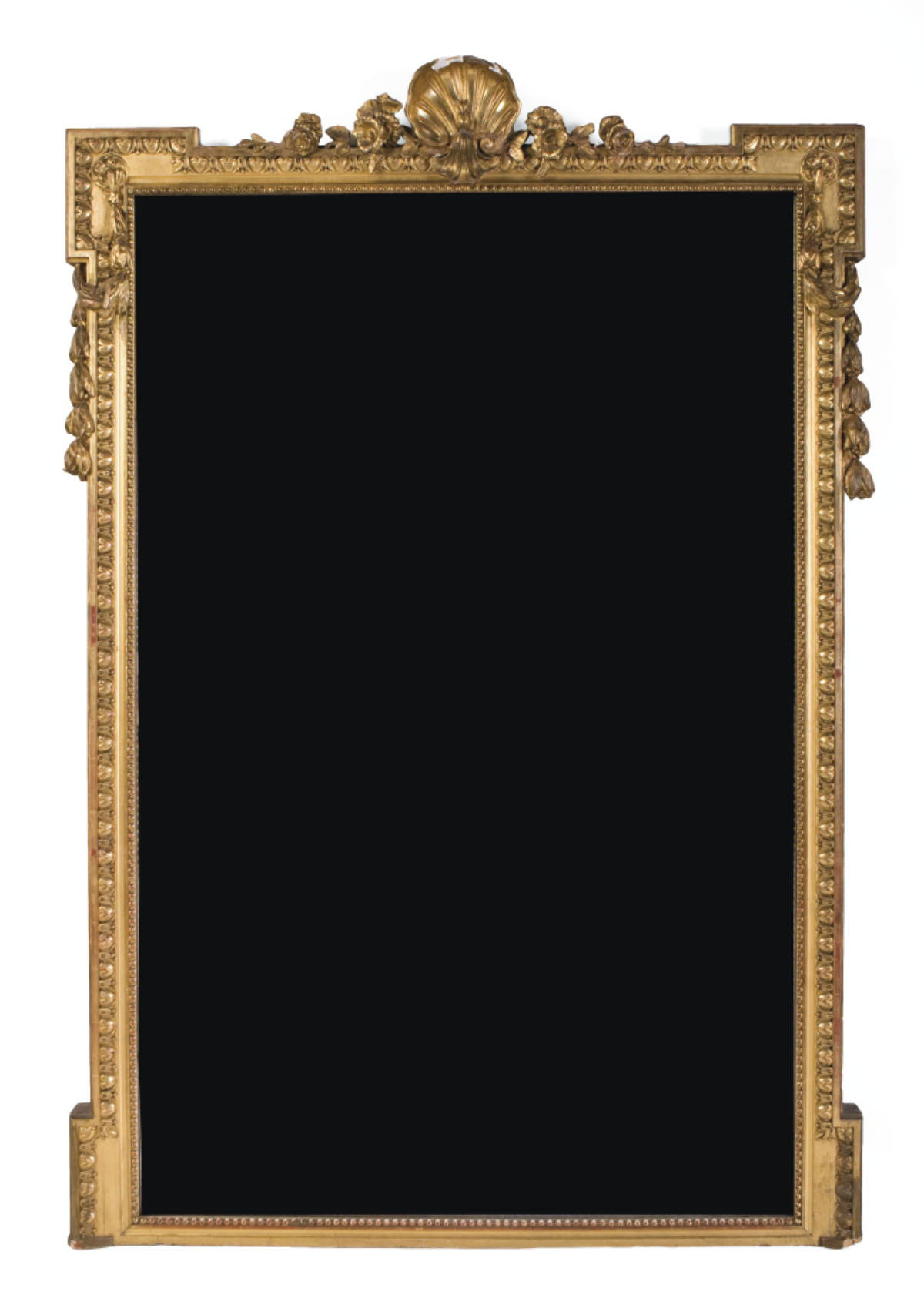 Appraisal: LARGE CONTINENTAL GILDED PIER MIRROR WITH CENTRAL CARVED SHELL AND