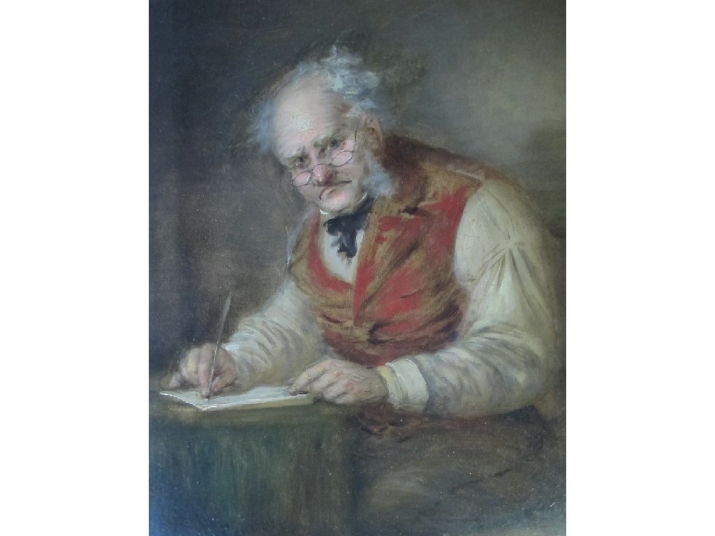 Appraisal: JOHN BROWN ABERCROMBY - WRITING A LETTER Oil on board