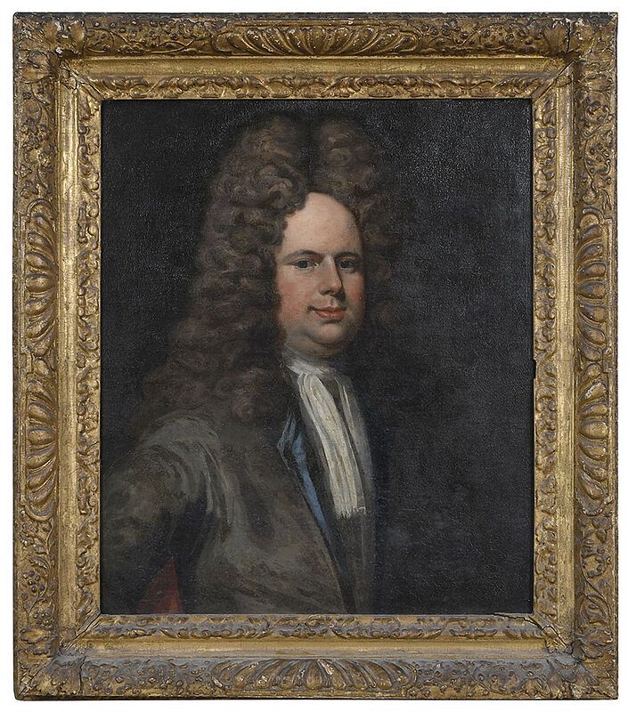 Appraisal: British School Portrait th century Gentleman in an Impressive Wig