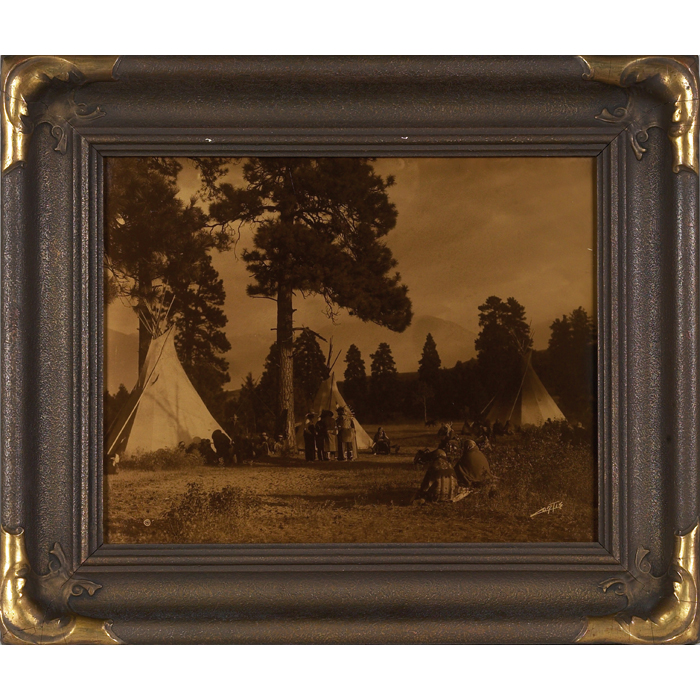 Appraisal: Edward Sheriff Curtis orotone Flathead Camp on the Jocko River